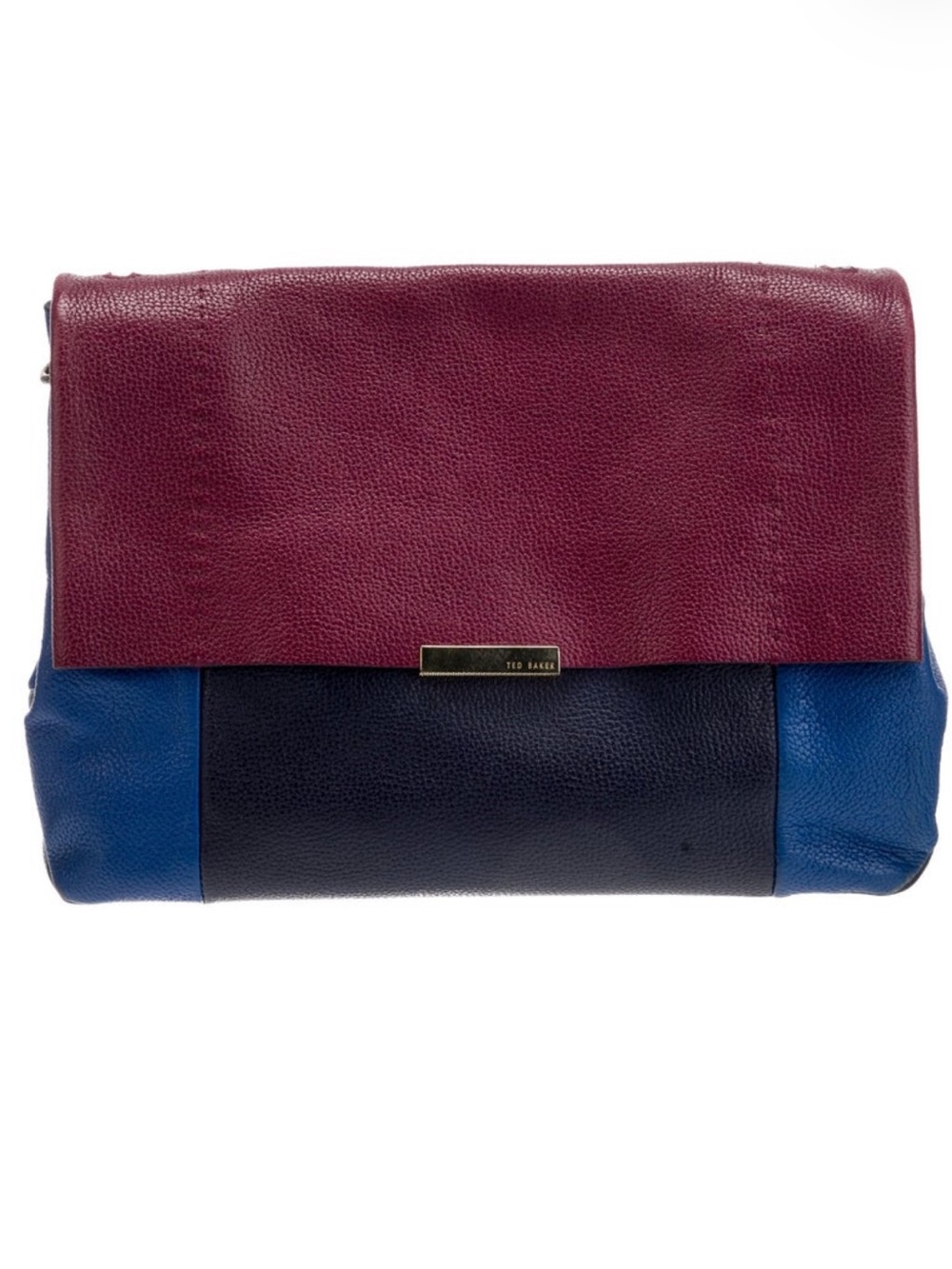 Ted Baker Colorblock Leather Fold-Over Clutch - Burgundy, Blue and Navy